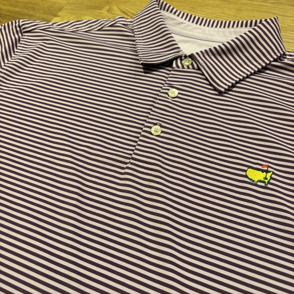 Masters Tech Golf Polo Shirt Mens XL Purple Micro Stripe Performance Excellent